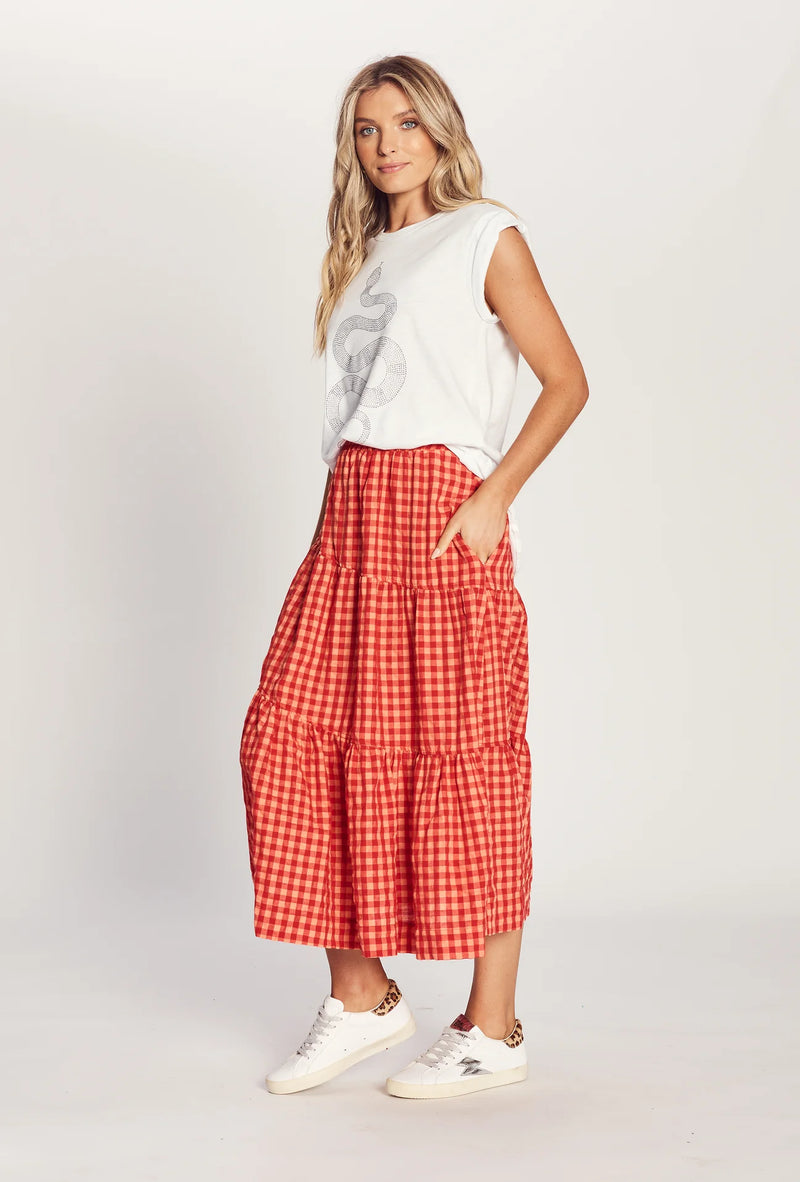 Gingham skirt and top set school outlet