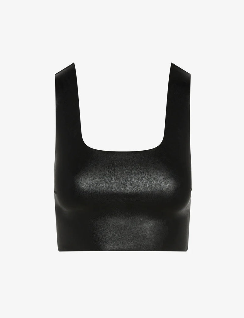 Faux Leather Crop Top By Commando, Black
