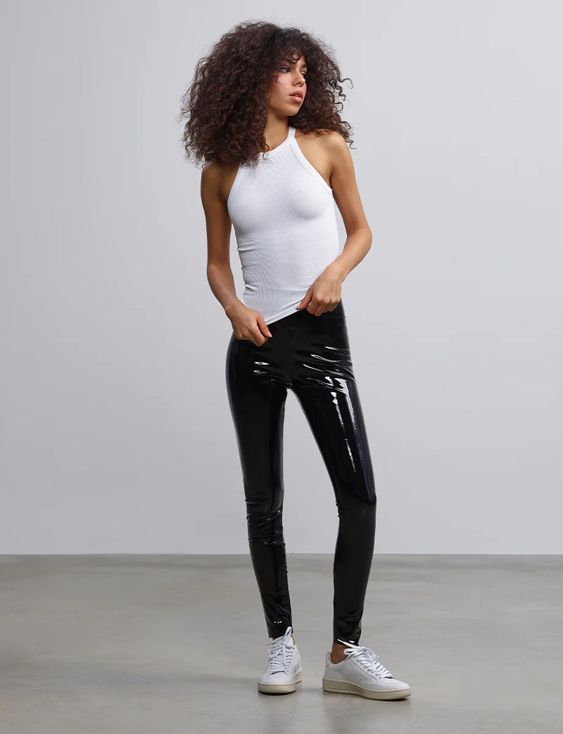 Faux Patent Leather Legging - Black – States of Summer
