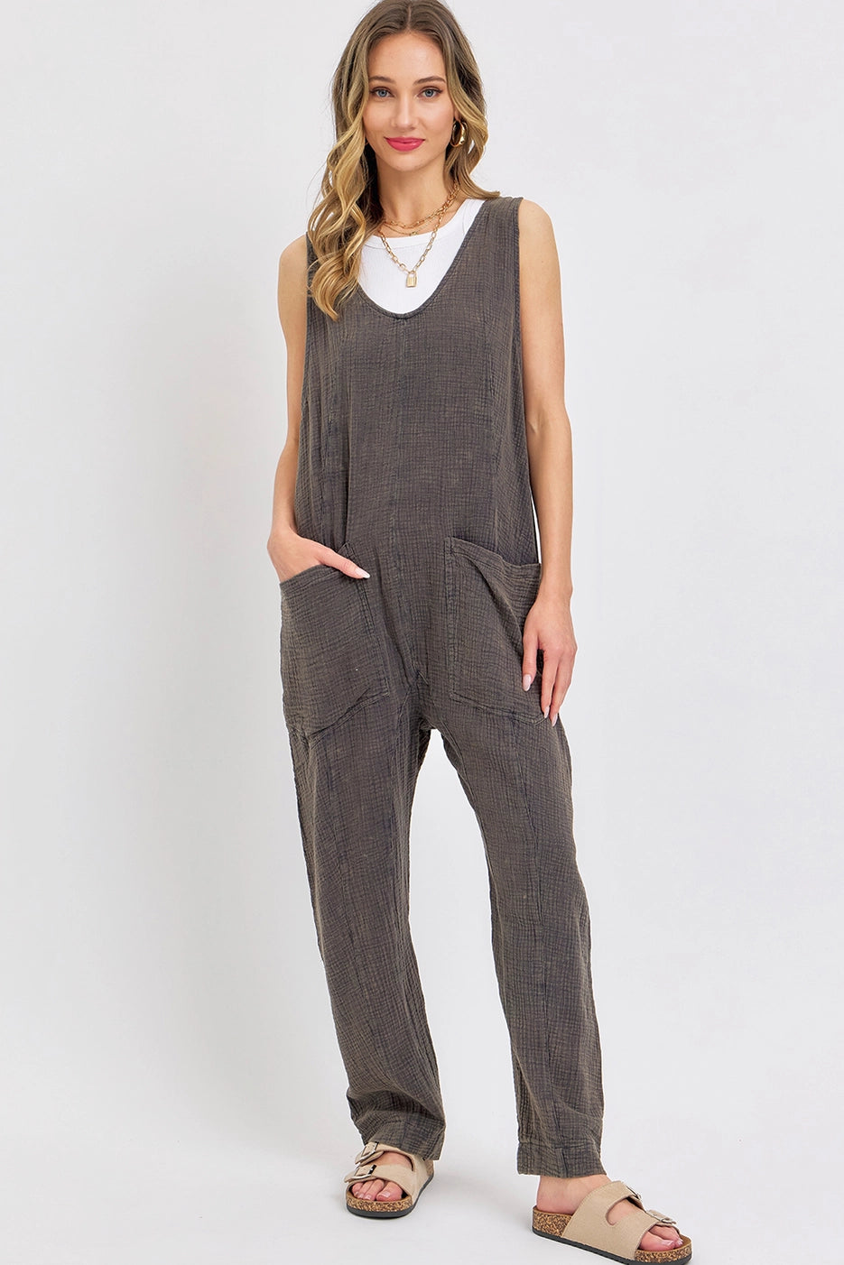 Cotton Gauze Mineral Jumpsuit 