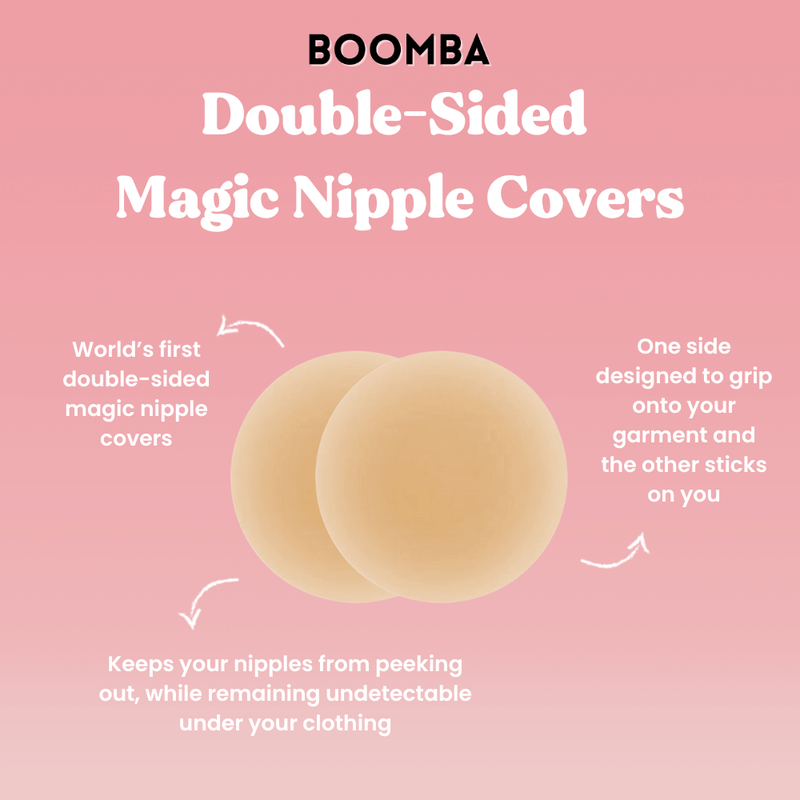Double-Sided Magic Nipple Covers: Beige / 8cm