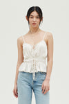 Tiered Pleated Satin Tank