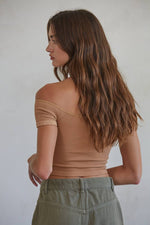 Seamless Ribbed Off Shoulder Crop Top