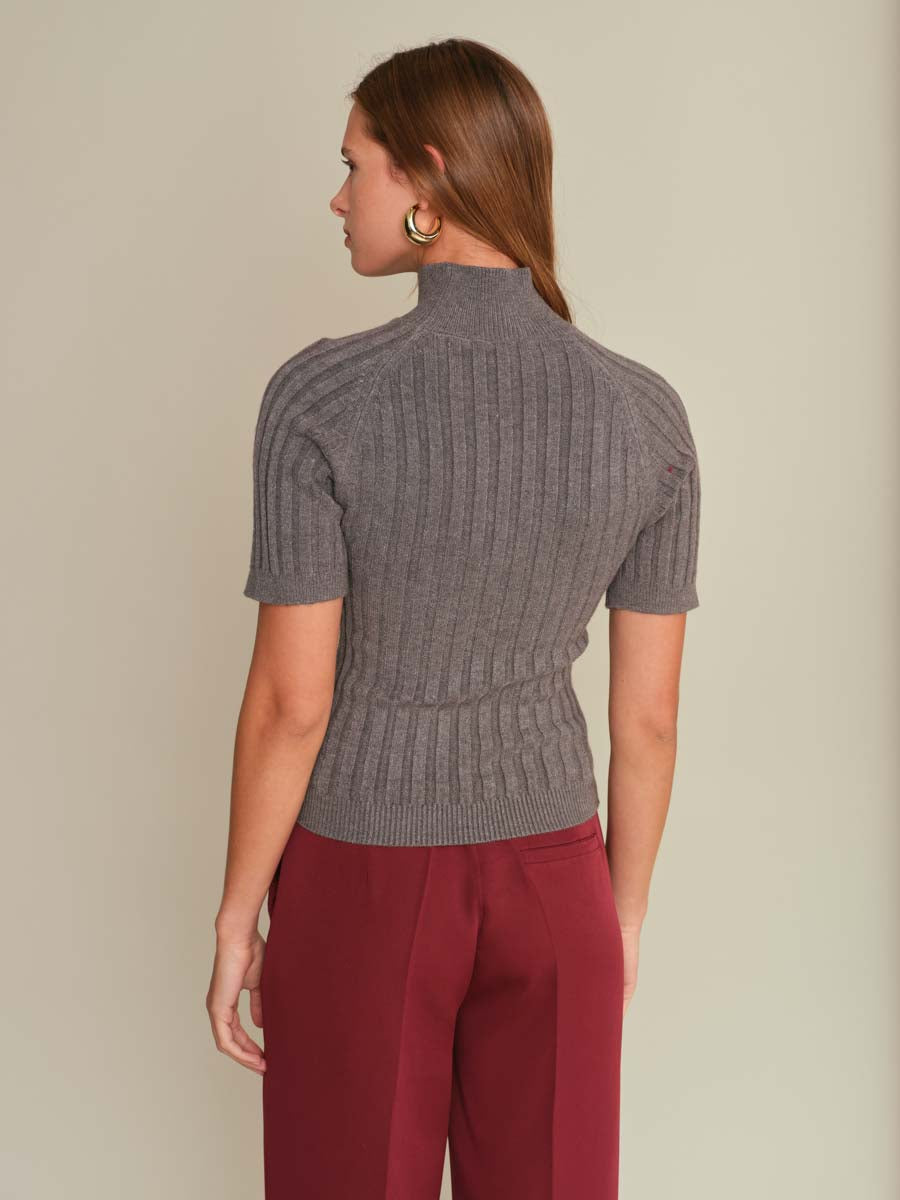 DELUC Oliver Turtleneck Knit Top Grey Melange