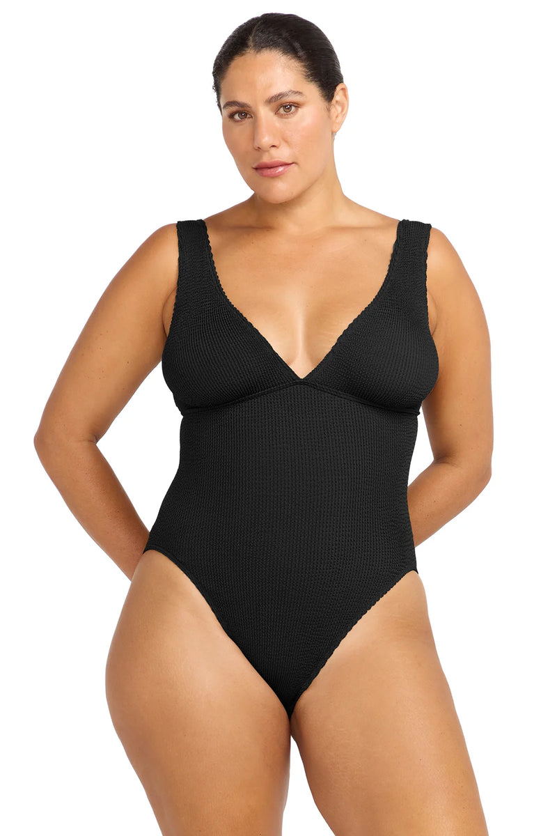 Dropped Neck Crinkle One Piece