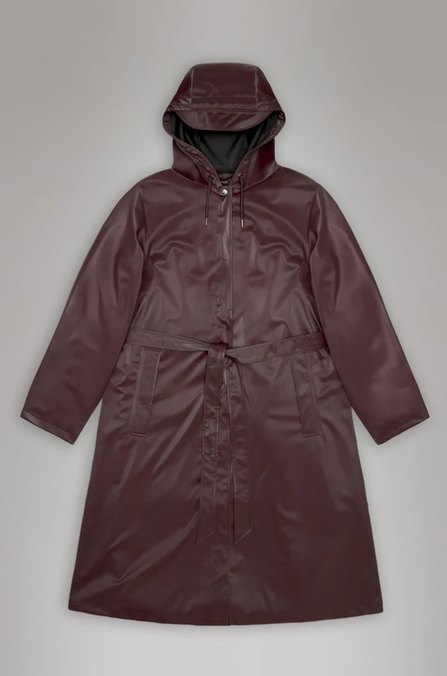 a line long jacket, rains, depth, waterproof, waterproof jacket, waterproofs, rain jacket, rain coat, burgundy, purple, winter, fall