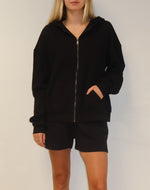 Brunette The Label - Waffle Knit Full Zip Oversized Hoodie