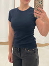 ribbed fitted t-shirt navy brunette the label