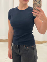 ribbed fitted t-shirt navy brunette the label