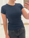 ribbed fitted t-shirt navy brunette the label