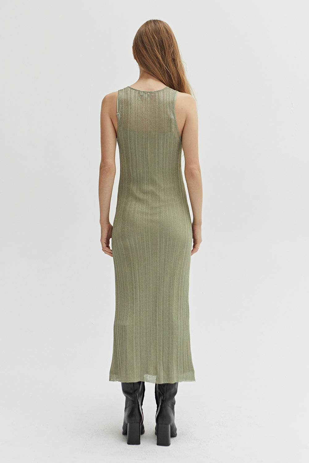 Crescent - Slinky Green Maxi Dress