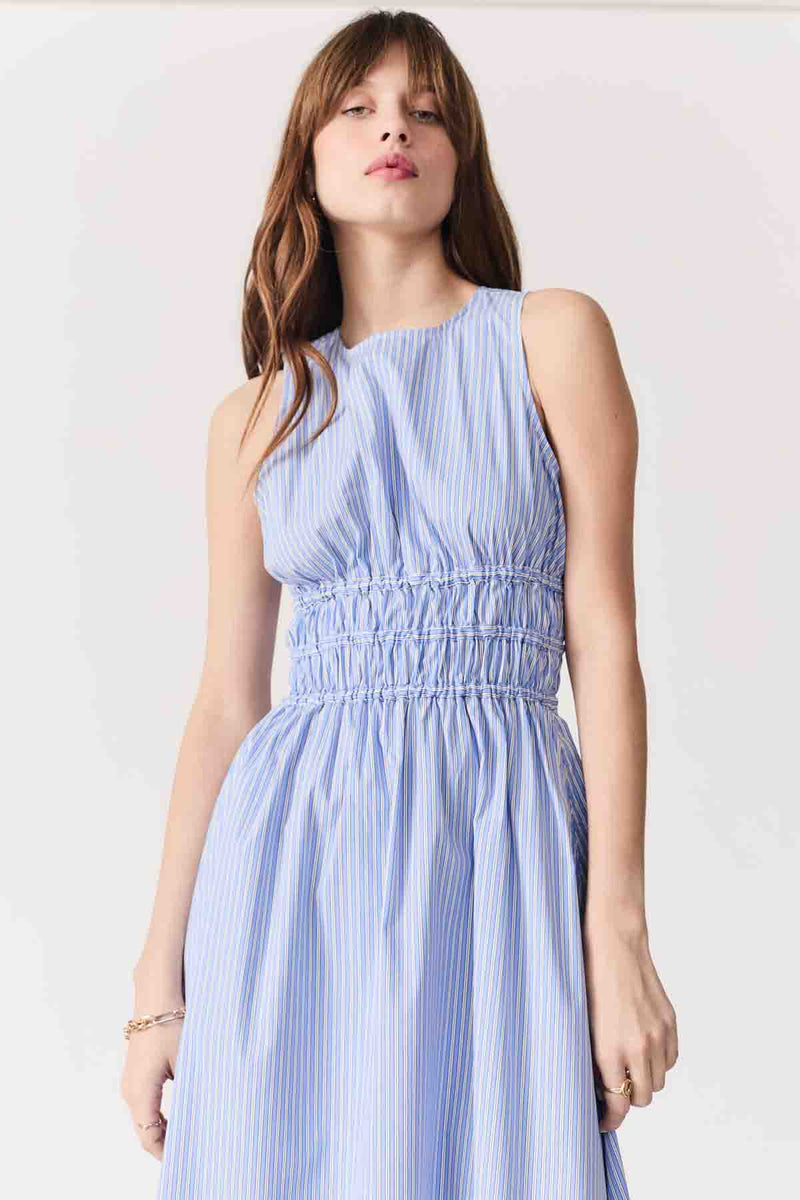 DELUC - Capelas Dress
dress, maxi dress, midi dress, sleeveless dress, sleeveless, summer dress, spring dress, dressy dress, blue dress, stripe, striped dress, stripey dress