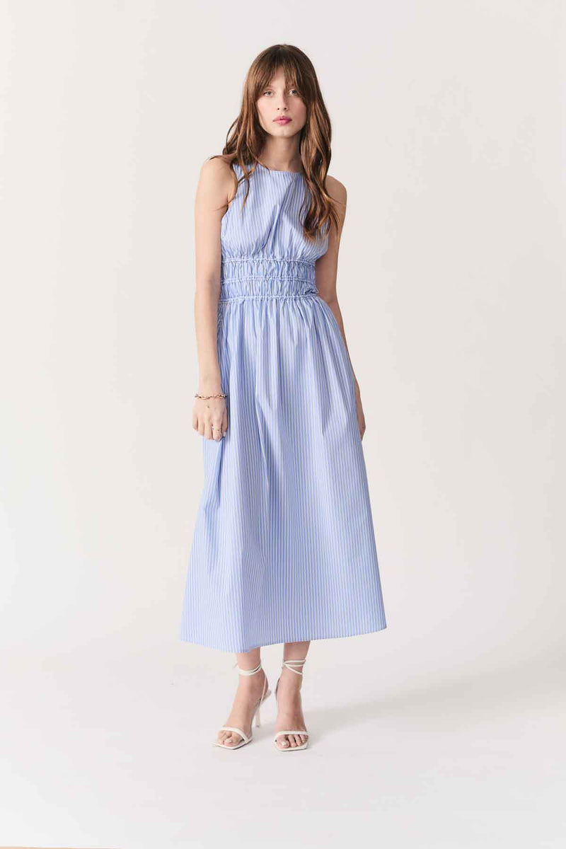 DELUC - Capelas Dress
dress, maxi dress, midi dress, sleeveless dress, sleeveless, summer dress, spring dress, dressy dress, blue dress, stripe, striped dress, stripey dress