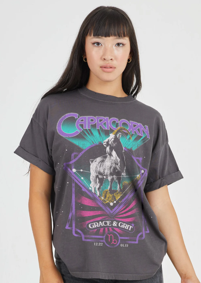 GIRLDANGEROUS - Horoscope Tee
boyfriend tee, tee shirt, tshirt, t shirt, horoscope, star sign, horoscope clothing, theme, themed clothing, boyfriend shirt, boyfriend tee, boyfriend, boyfriend top, oversize, oversized top, star signs, starsign shirt, star shine shirts, star sign tee, horoscope tee, capricorn top, capricorn