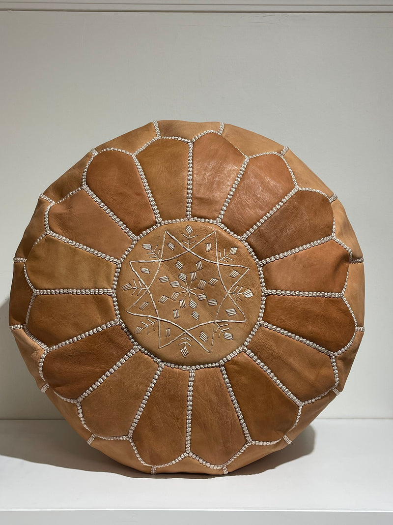 Moroccan Pouf - Light Tan