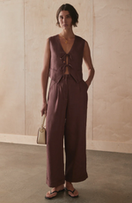 SANCIA - Drita Vest
cinnamon, vest, elegant, smart casual, business casual, tie up, front tie, front tie vest, summer top, summer tops, linen, linen blend, spring, spring top, spring tops, vacation top, vacation tops, resort, resortwear, holiday, holidays, australia, australian, australian made, australian owned, top, tops, shirt, tie up top, tie up vest, tie up shirt, tie up tops, tie up vests, tie up shirts