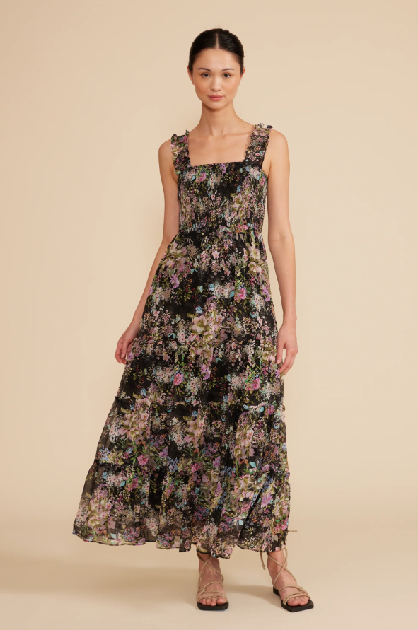LUCY IN PARIS - Dylan Smocked Dress
spring dress, dress, dressy dress, dressy, smock dress, smocked dress, ruching, ruched dress, spring, maxi dress, ankle dress, midi dress, flowery, floral, floral print, flowy dress, black floral