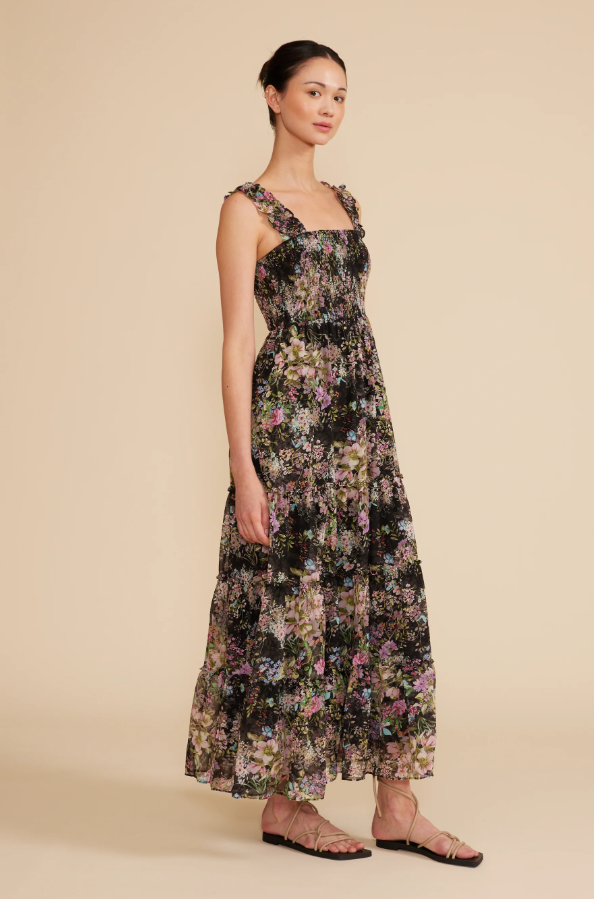 LUCY IN PARIS - Dylan Smocked Dress
spring dress, dress, dressy dress, dressy, smock dress, smocked dress, ruching, ruched dress, spring, maxi dress, ankle dress, midi dress, flowery, floral, floral print, flowy dress, black floral