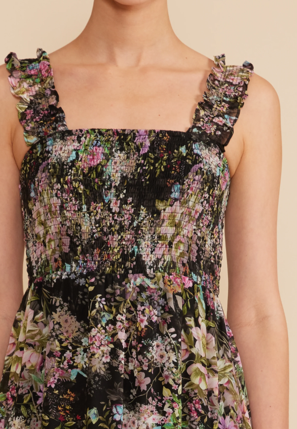 LUCY IN PARIS - Dylan Smocked Dress
spring dress, dress, dressy dress, dressy, smock dress, smocked dress, ruching, ruched dress, spring, maxi dress, ankle dress, midi dress, flowery, floral, floral print, flowy dress, black floral