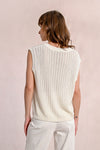 MOLLY BRACKEN- Sleeveless Knit Vest
sweater, light sweater, spring sweater, summer sweater, jumper, spring jumper, summer jumper, light jumper, outerwear, crochet, vest, knit, knitwear