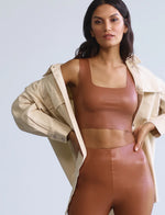 Faux Leather Crop Top - Cocoa
