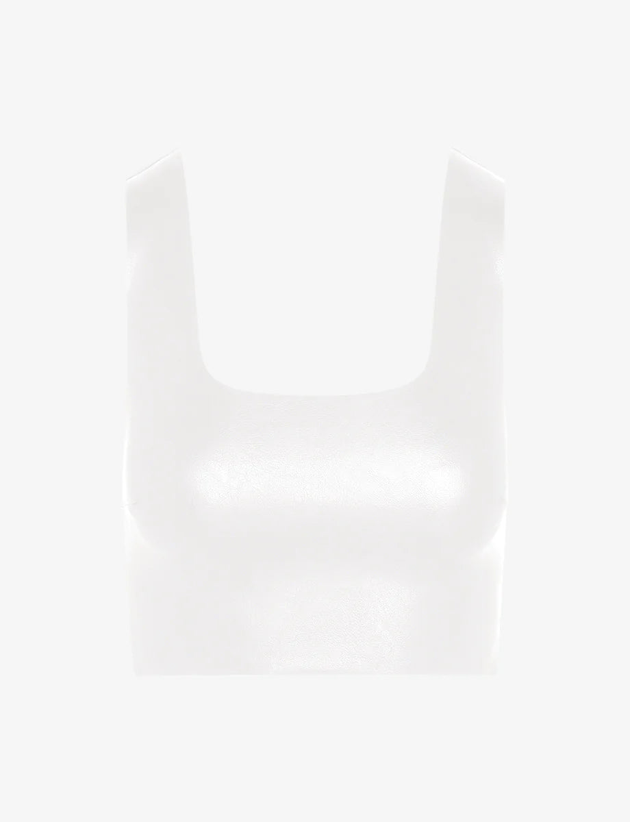 Faux Leather Crop Top - White