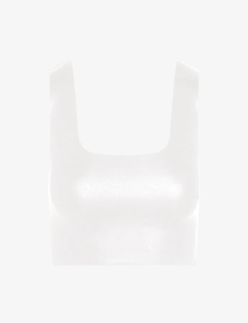 Faux Leather Crop Top - White