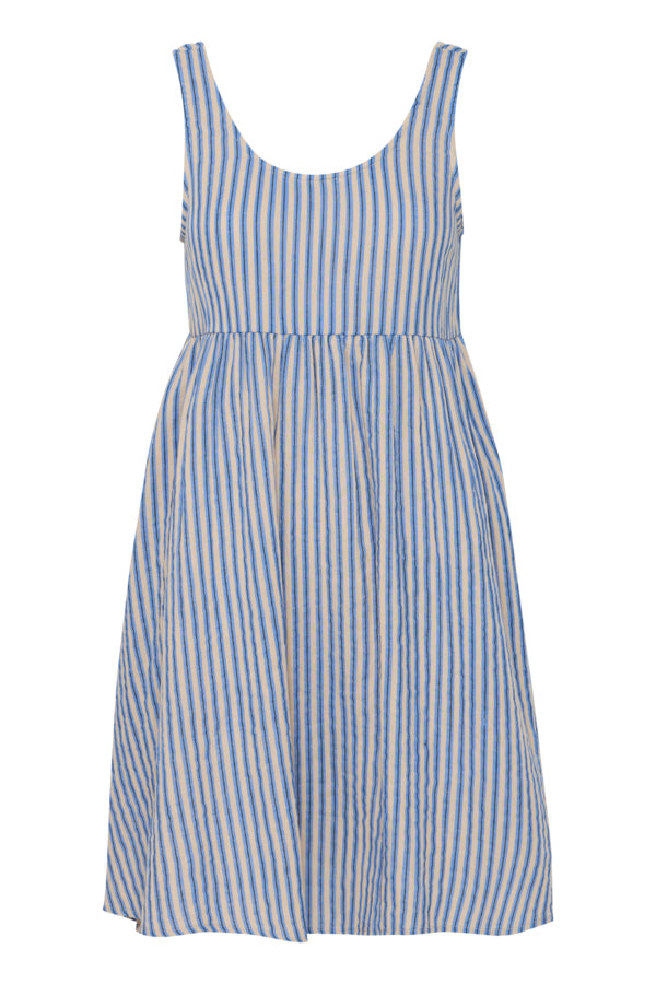 ICHI - Foxa Striped Dress
striped dress, maxi dress, dress, summer dress, midi dress, lightweight dress, lightweight maxi dress, lightweight midi dress, striped midi dress, striped maxi dress, linen dress, striped linen dress, striped dress, blue dress, blue white stripes, blue and white, stripey

image shows a long striped blue and white maxi linen dress with thick straps and a high-ish waist.
