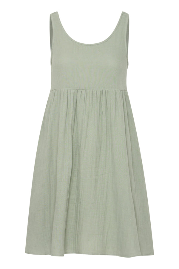 ICHI - Foxa Dress
green dress, maxi dress, dress, summer dress, midi dress, lightweight dress, lightweight maxi dress, lightweight midi dress, green midi dress, green maxi dress, linen dress, green linen dress, green dress, sage green

image shows a long sage green maxi linen dress with thick straps and a high-ish waist. 
