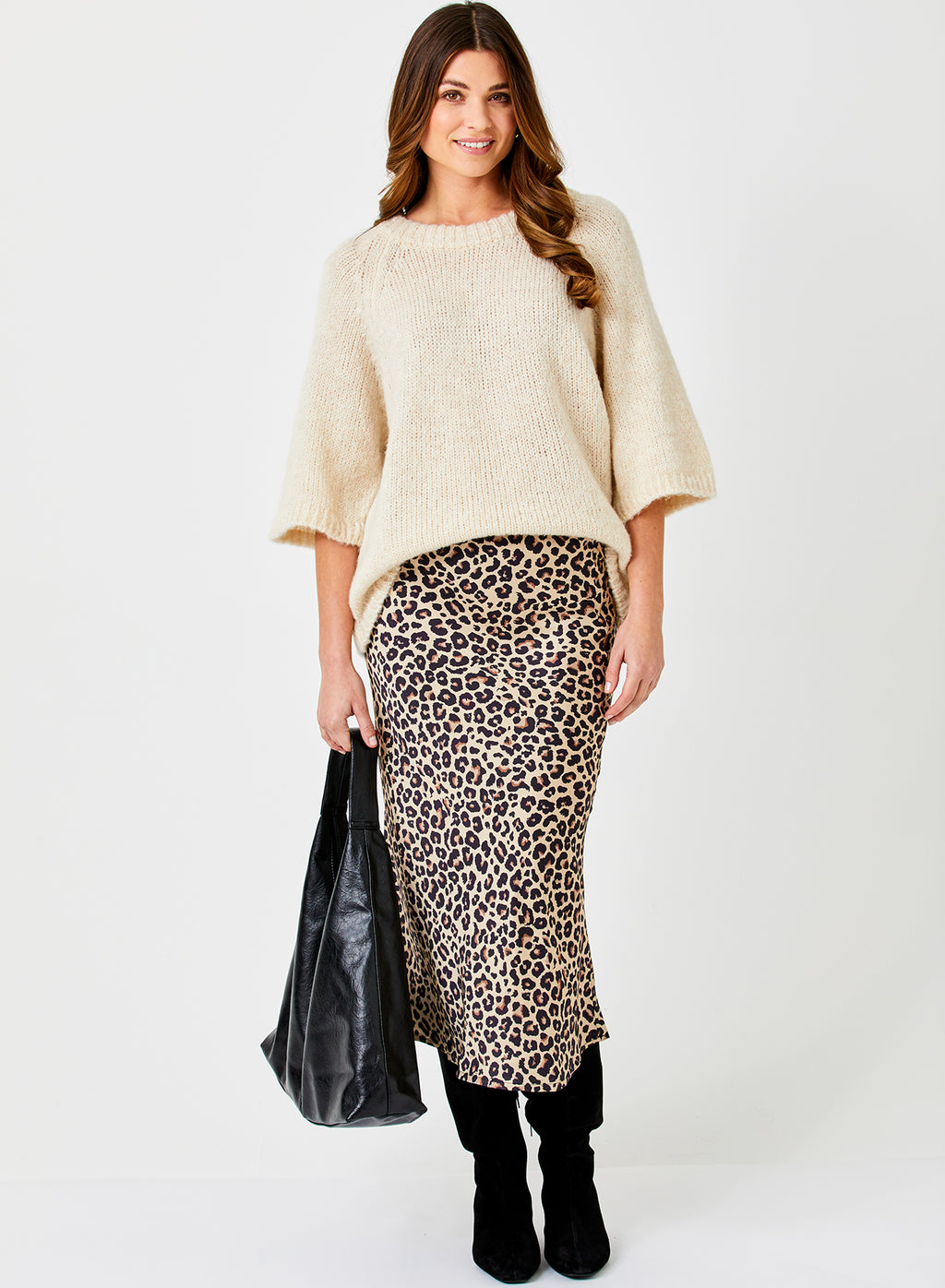 SUZY D Gene Leopard Bias Skirt