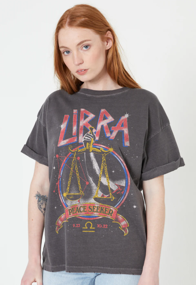GIRLDANGEROUS - Horoscope Tee
boyfriend tee, tee shirt, tshirt, t shirt, horoscope, star sign, horoscope clothing, theme, themed clothing, boyfriend shirt, boyfriend tee, boyfriend, boyfriend top, oversize, oversized top, star signs, starsign shirt, star shine shirts, star sign tee, horoscope tee, libra top, libra