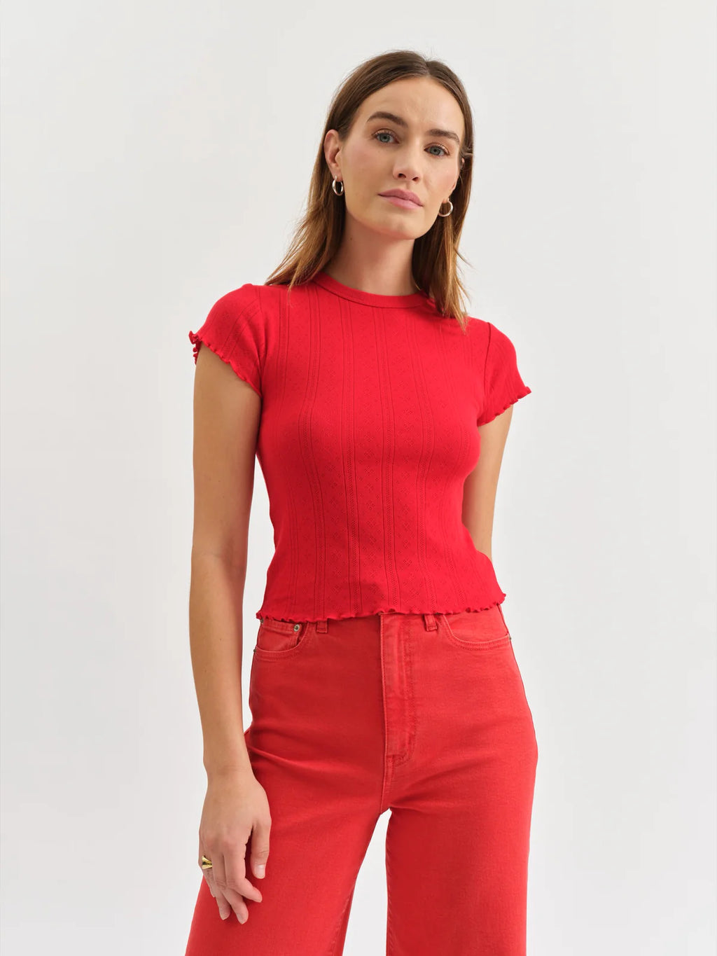 DAZE - Lily Baby Tee
baby tee, baby t, baby tee shirt, baby t-shirt, top, baby top, mini top, mini tee, shirt, top, tee, t-shirt, tee-shirt, ruffle edge, lettuce hem, ruffle hem, lettuce edge