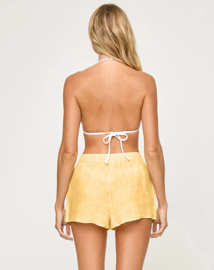 L*SPACE - Rio Short
short, summer shorts, exercise shorts, exercise short, leisure, leisure wear, yellow shorts, buttercup, yellow, sunshine, summer, spring, spring shorts, linen shorts, linen, loose shorts, loose