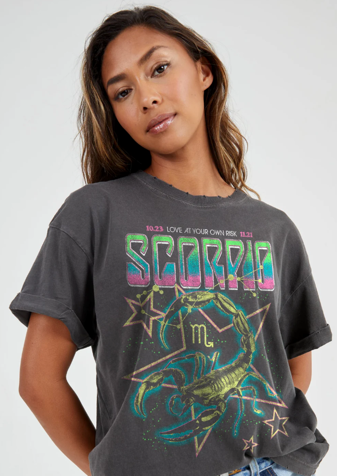 GIRLDANGEROUS - Horoscope Tee
boyfriend tee, tee shirt, tshirt, t shirt, horoscope, star sign, horoscope clothing, theme, themed clothing, boyfriend shirt, boyfriend tee, boyfriend, boyfriend top, oversize, oversized top, star signs, starsign shirt, star shine shirts, star sign tee, horoscope tee, scorpio top, scorpio