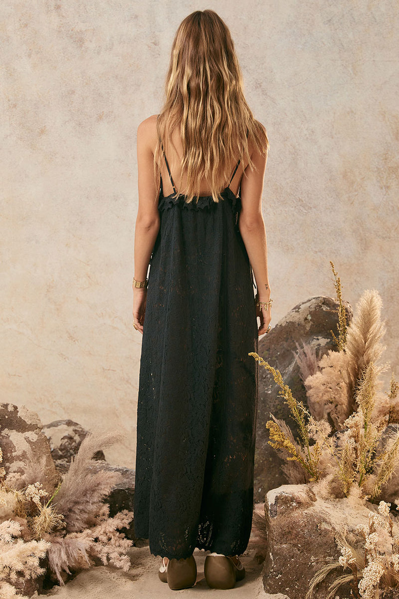 Luxe Lisbon Lace Strappy Maxi Dress