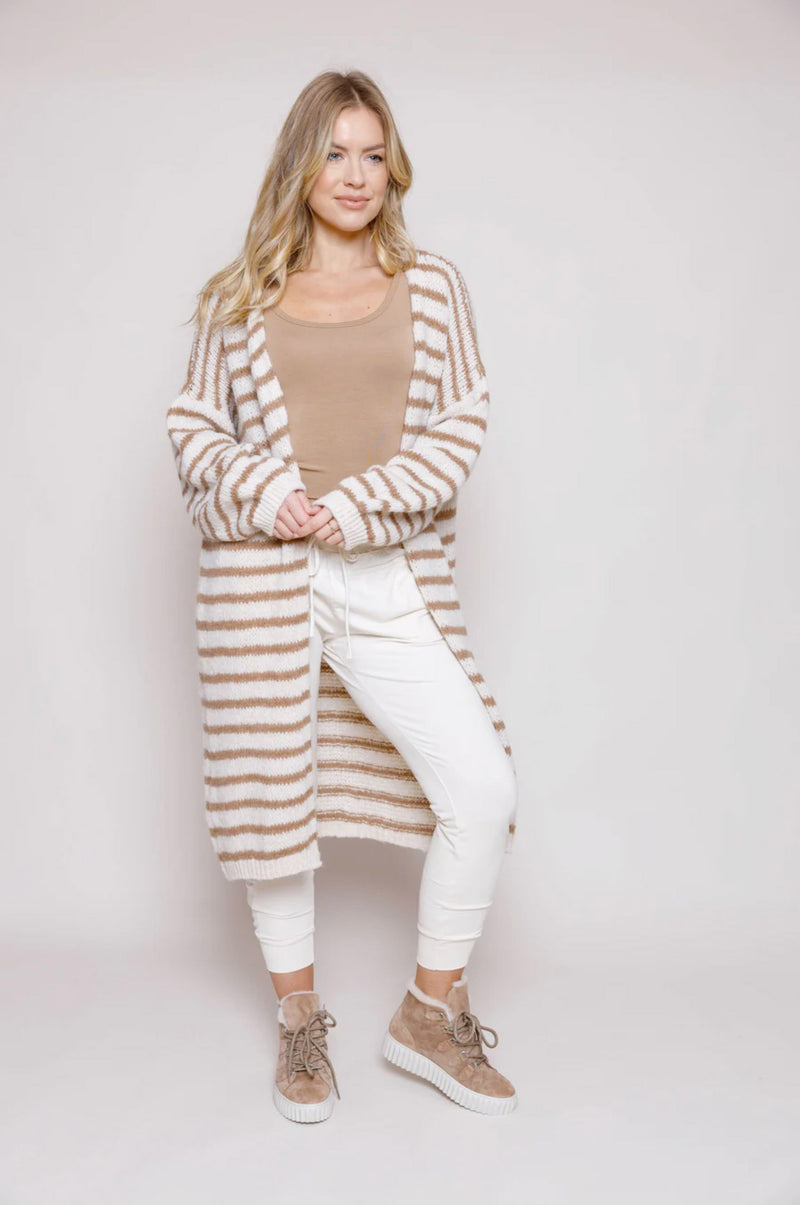 Flo Soft Knit Striped Soft Long Cardi