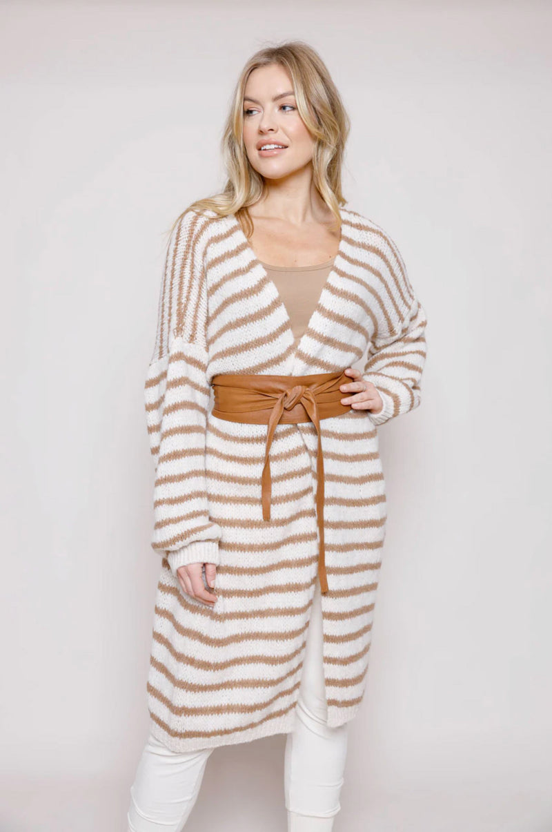 Flo Soft Knit Striped Soft Long Cardi