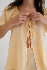 MUS & BOMBON - Unimak Top
linen top, linen shirt, tie up, linen tie up, linen tie up top, tie up top, summer top, summer shirt, tie up shirt, linen tie up shirt,  vacation top, vacation shirt, holiday shirt, holiday top, linen vacation top, linen vacation shirt, linen holiday top, linen holiday shirt, holiday outfit, vacation outfit, resort wear
