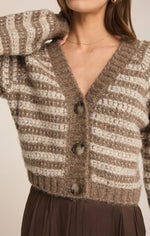 Este Metallic Stripe Cardigan