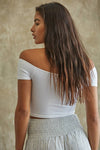 Seamless Ribbed Off Shoulder Crop Top