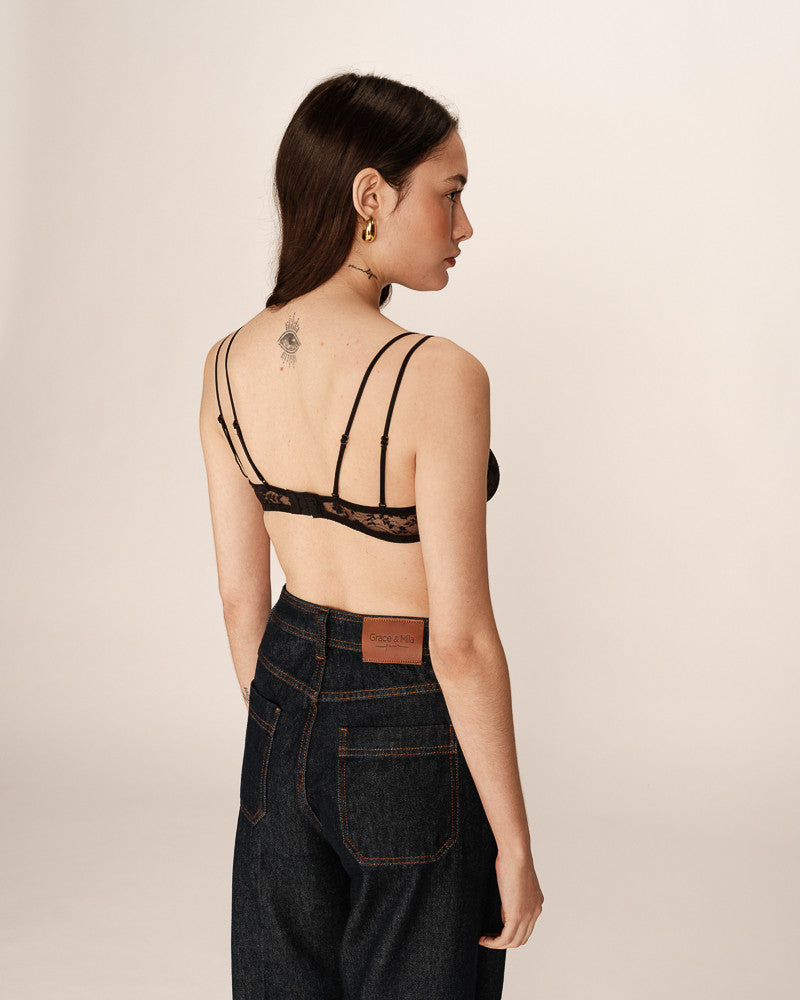 GRACE AND MILA - Parker Bralette
bralette, bra, lace bra, lace bralette, lacy bra, lacy bralette, underwear, lingerie, undies, bras, band, band bra, band bralette, bandeau, bandeau bra, bandeau bralette