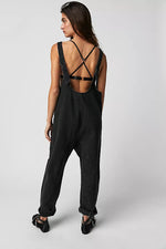 Free People High Roller Jumpsuit Mineral Black