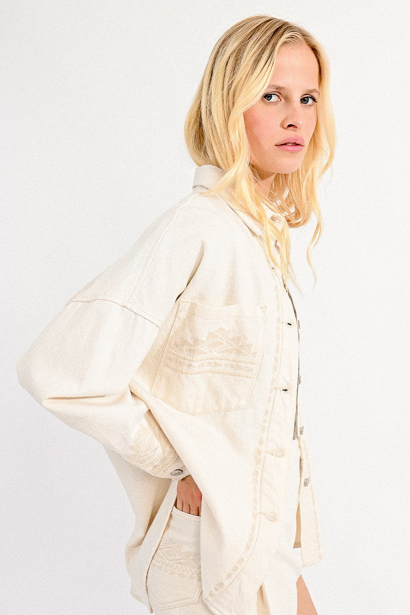 Embroidered Shirt Jacket