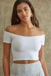 Seamless Ribbed Off Shoulder Crop Top