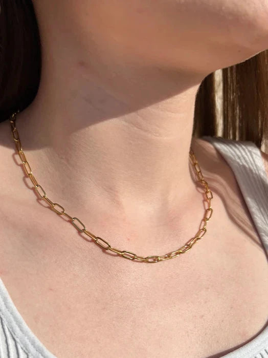 Paperclip Necklace-Gold