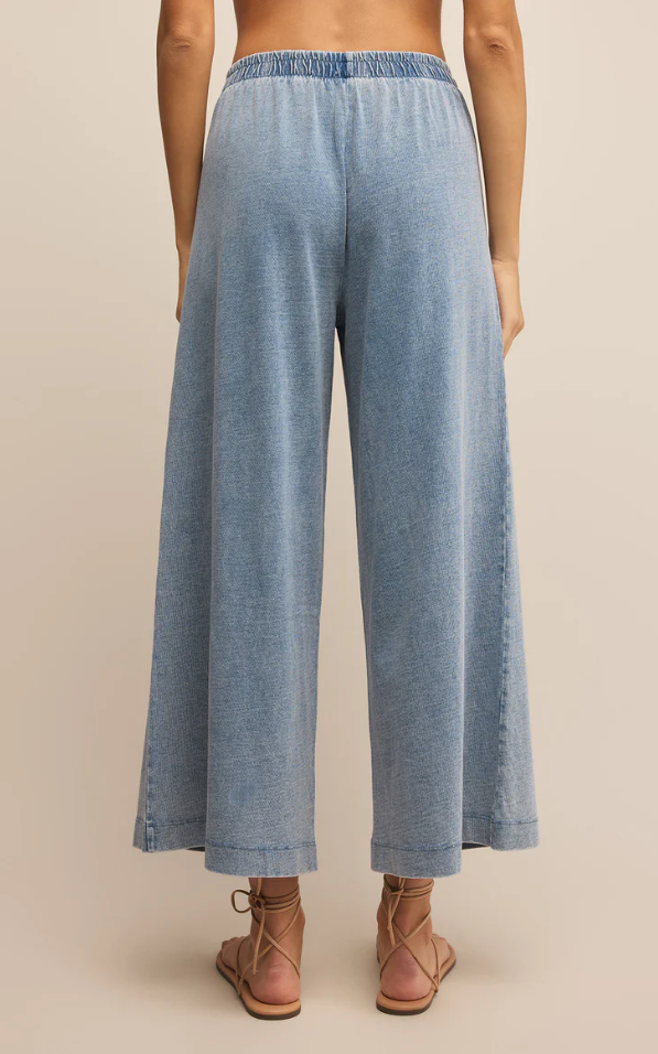 Z SUPPLY - Scout Jersey Denim Pantflare pant, flare pants, relaxed pants, relaxed pant, crop pants, cropped pant, cropped flare, flares, cropped flare pants, relaxed fit pant, relaxed fit pants, casual pant, casual pants, beach pants, vacation wear, holiday wear, jersey denim, jersey pants, jersey denim, jersey denim pants,  blue pants