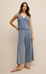 Z SUPPLY - Scout Jersey Denim Pantflare pant, flare pants, relaxed pants, relaxed pant, crop pants, cropped pant, cropped flare, flares, cropped flare pants, relaxed fit pant, relaxed fit pants, casual pant, casual pants, beach pants, vacation wear, holiday wear, jersey denim, jersey pants, jersey denim, jersey denim pants,  blue pants