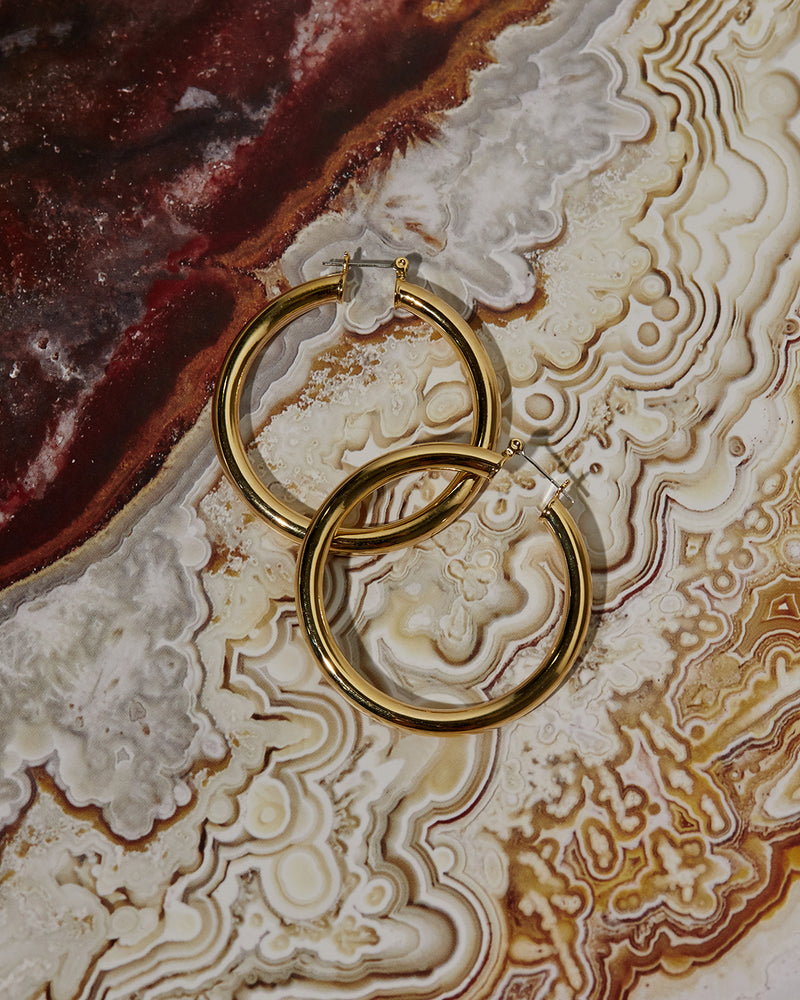 LUV AJ - Tube hoops
earrings, hoops, hoop earrings, earring stack, jewellery, jewelry, jewellery stack, jewelry stack, gold hoops, gold jewellery, gold earrings, gold jewelry