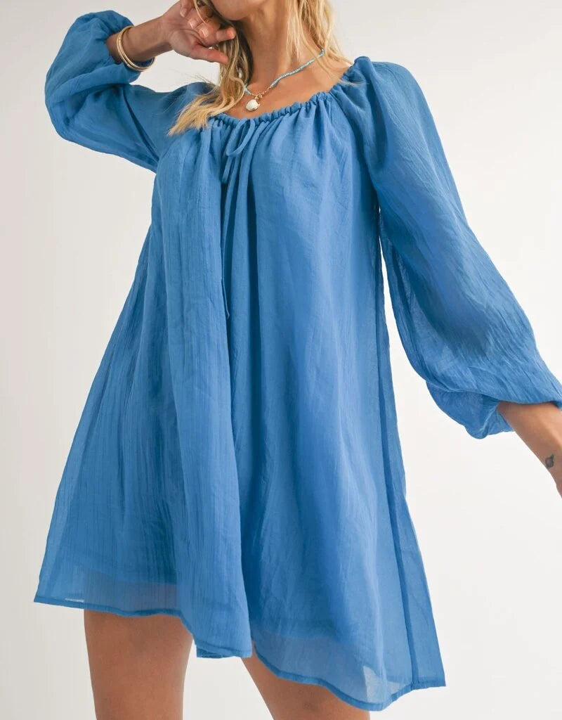 Coastal Long Sleeve Flowy Mini Dress