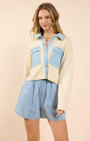 Jade Knit/Denim Contrast Cardigan